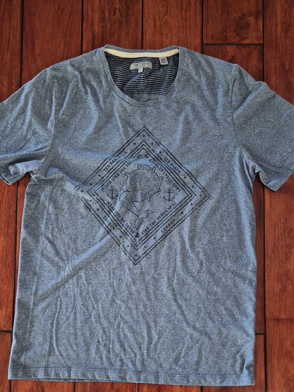 Ted Baker Casual Men's Heather Gray Graphic Crewneck T‑Shirt